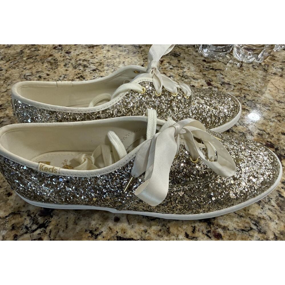 Keds X Kate Spade New York Glitter Sneakers Stylish Comfy Glam Chic Size 8 - Picture 2 of 10